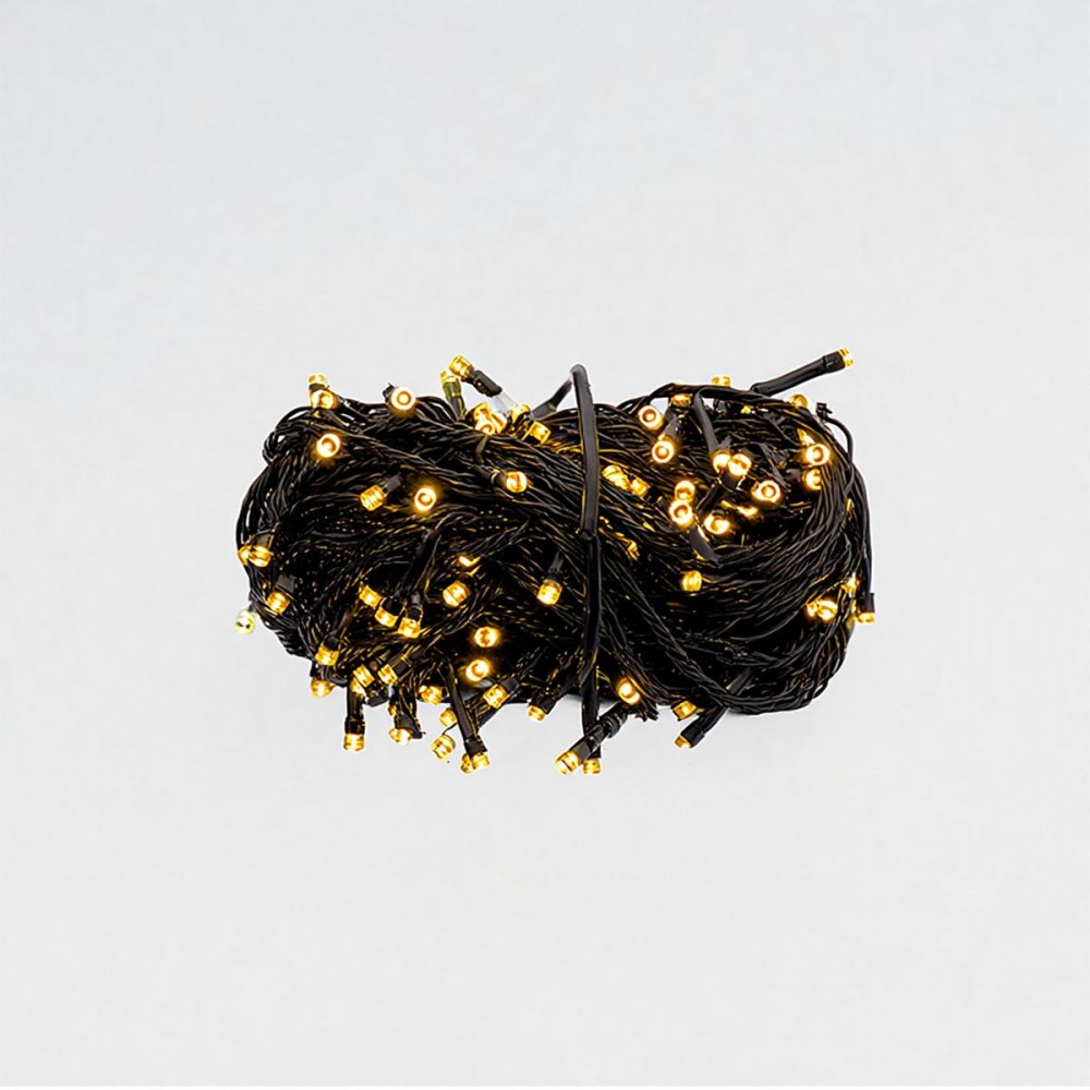 Новорічна гірлянда кімнатна нитка 18 м 180 LED кімнатна гірлянда чорний провід Жовте світло W180LED18MBY