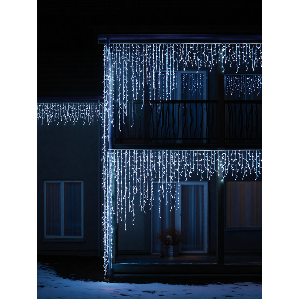 Вулична гірлянда Бахрома 36 м 600 LED білий провід Біле сяйво 36MWW