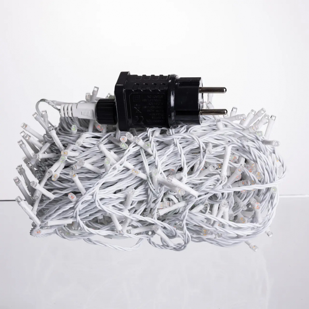 Светодиодная гирлянда Роса 50 метров 500 LED белая нить на медном проводе с пультом Мультиколор 500L50MWML