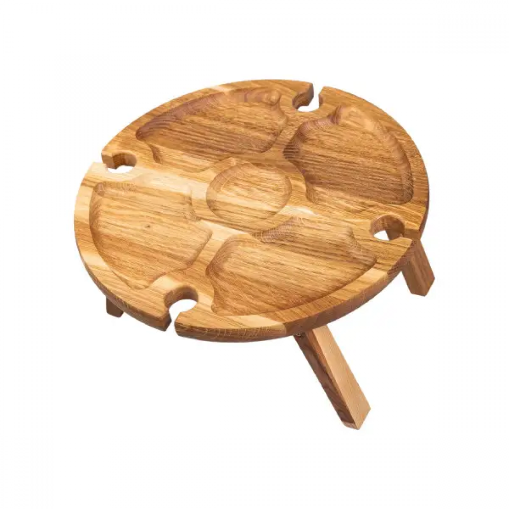 Винний круглий столик з дерева 35х35х18 см на ніжках BWR35018S