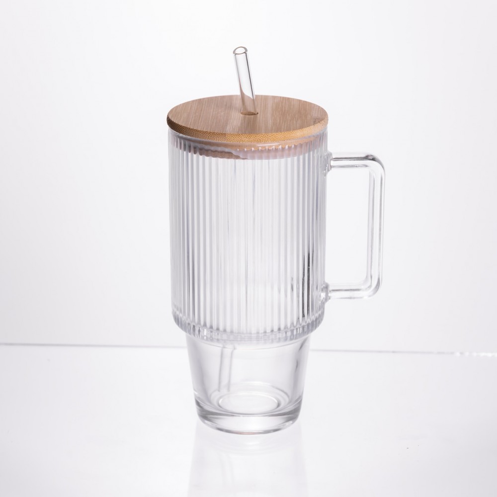 Кружка скляна з кришкою і трубочкою 750 (мл) HP-19-48