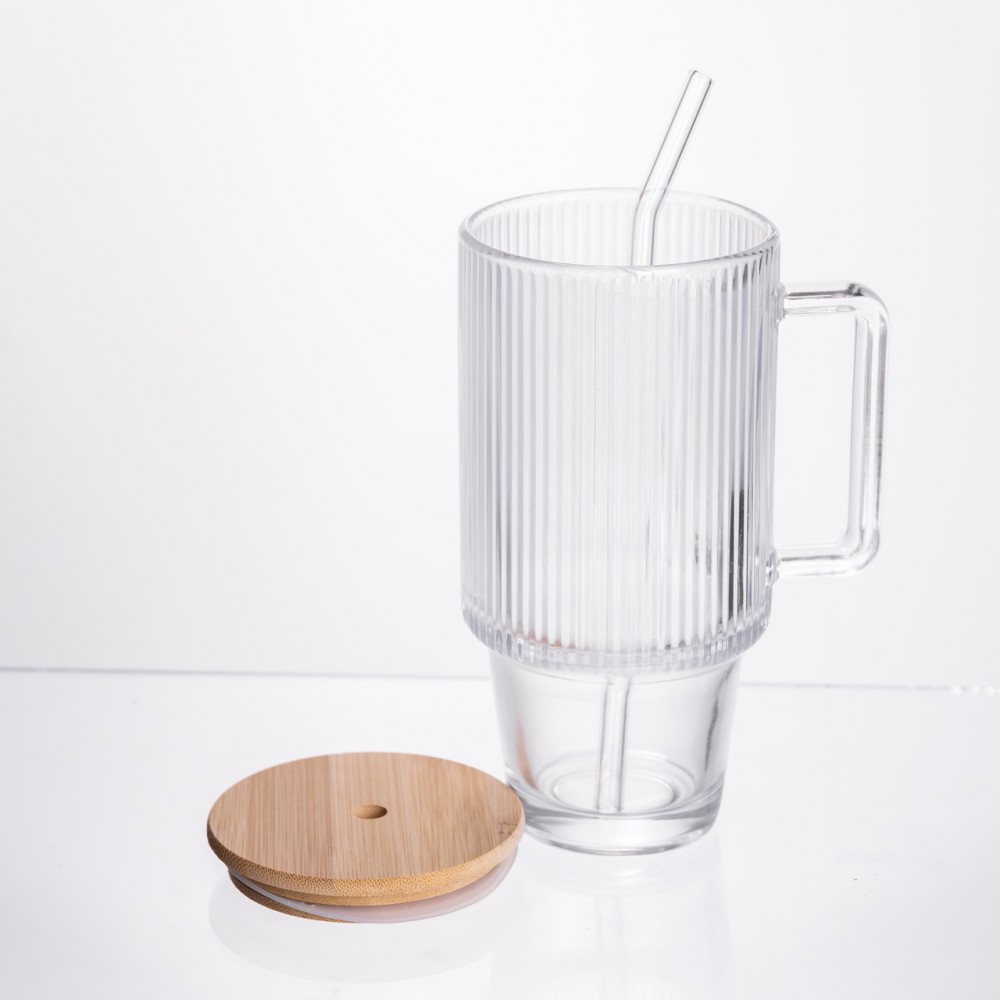 Кружка скляна з кришкою і трубочкою 750 (мл) HP-19-48