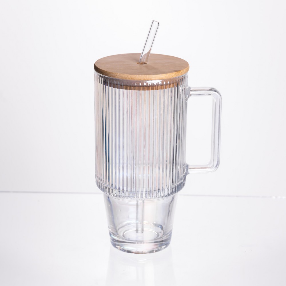 Кружка скляна з кришкою і трубочкою 750 (мл) HP-19-49