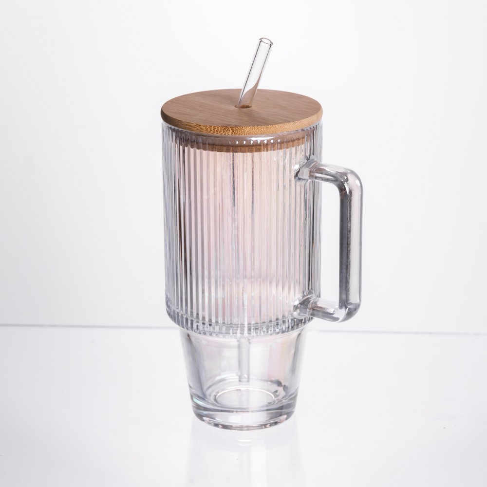 Кружка скляна з кришкою і трубочкою 750 (мл) HP-19-49
