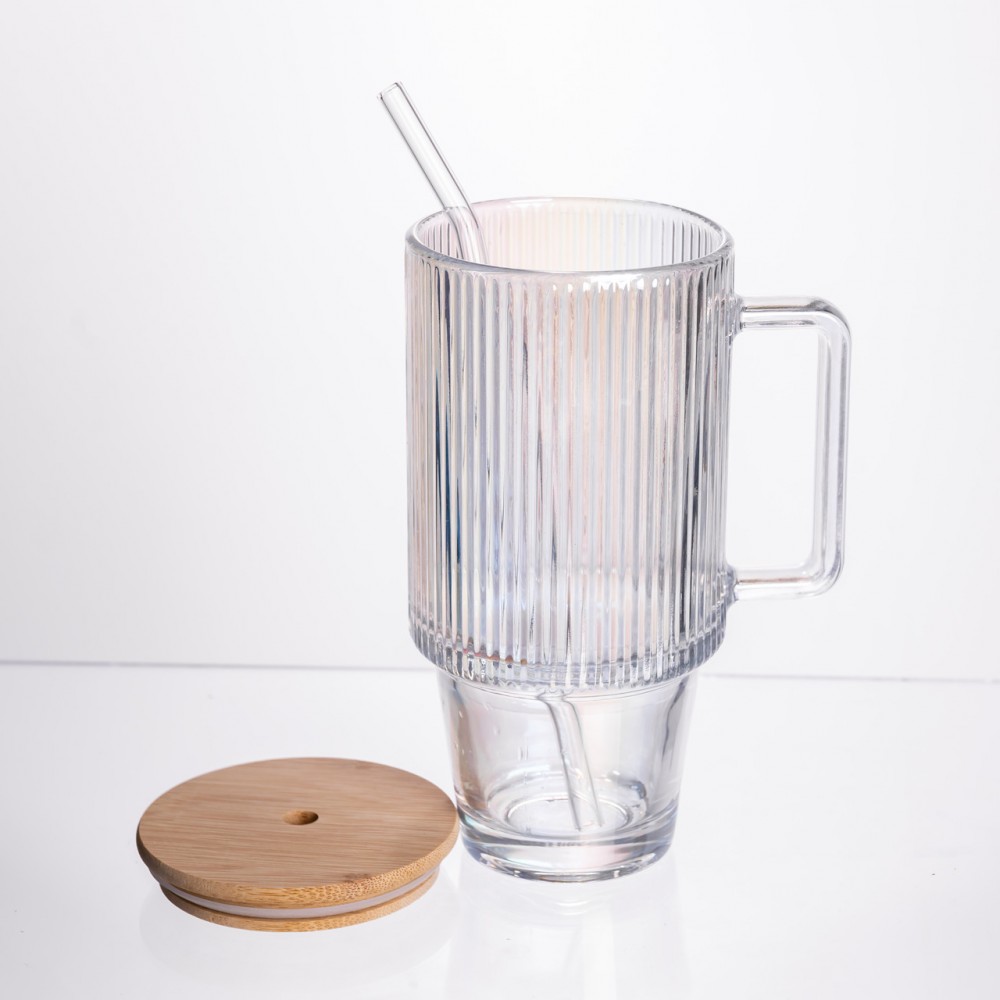 Кружка скляна з кришкою і трубочкою 750 (мл) HP-19-49