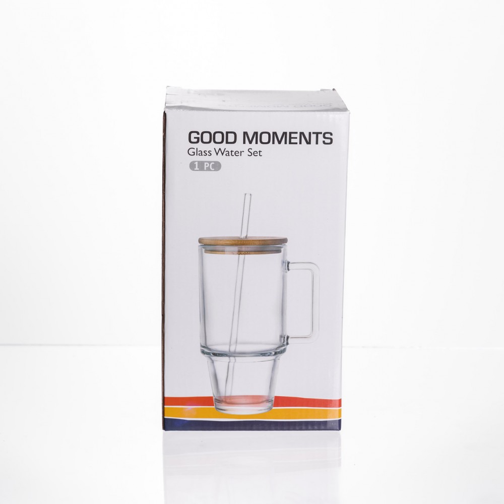 Кружка скляна з кришкою і трубочкою 750 (мл) HP-19-49