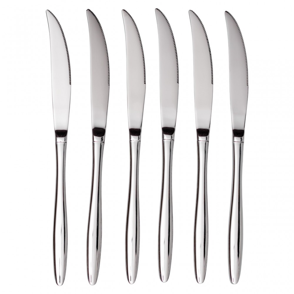Набор столовых ножей 6 штук ножи сервировочные из нержавеющей стали 22 (см) Серебро HP-8-31