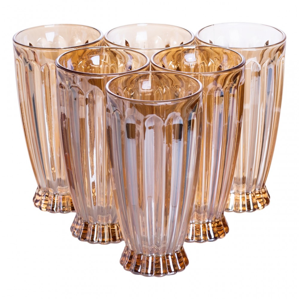 Набор кувшин 1 л со стаканами 6 (шт) по 300 мл для напитков, лимонадов, сока, воды, мохито Прозрачный HP-19-2080GLD