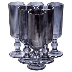 Набір келихів для шампанського 6 штук 160 (мл) подарункові скляні келихи на високій ніжці Сірий HP-19-7116G