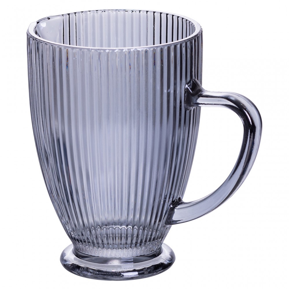 Кувшин для компота 1.2 (л) лимонада, мохито, сангрии прозрачный ребристый фигурный стеклянный 18.2 (см) Серый HP-19-7118G