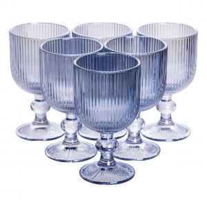 Набір келихів для вина 6 (шт) по келихи під вино 220 (мл) на ніжці келихи винні Блакитний HP-19-7114BL
