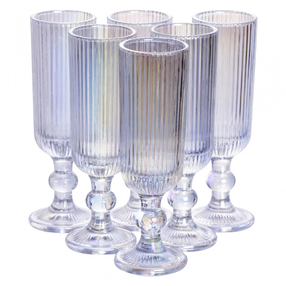 Набор бокалов для шампанского 6 штук 160 (мл) подарочные стеклянные бокалы на высокой ножке HP7116RB