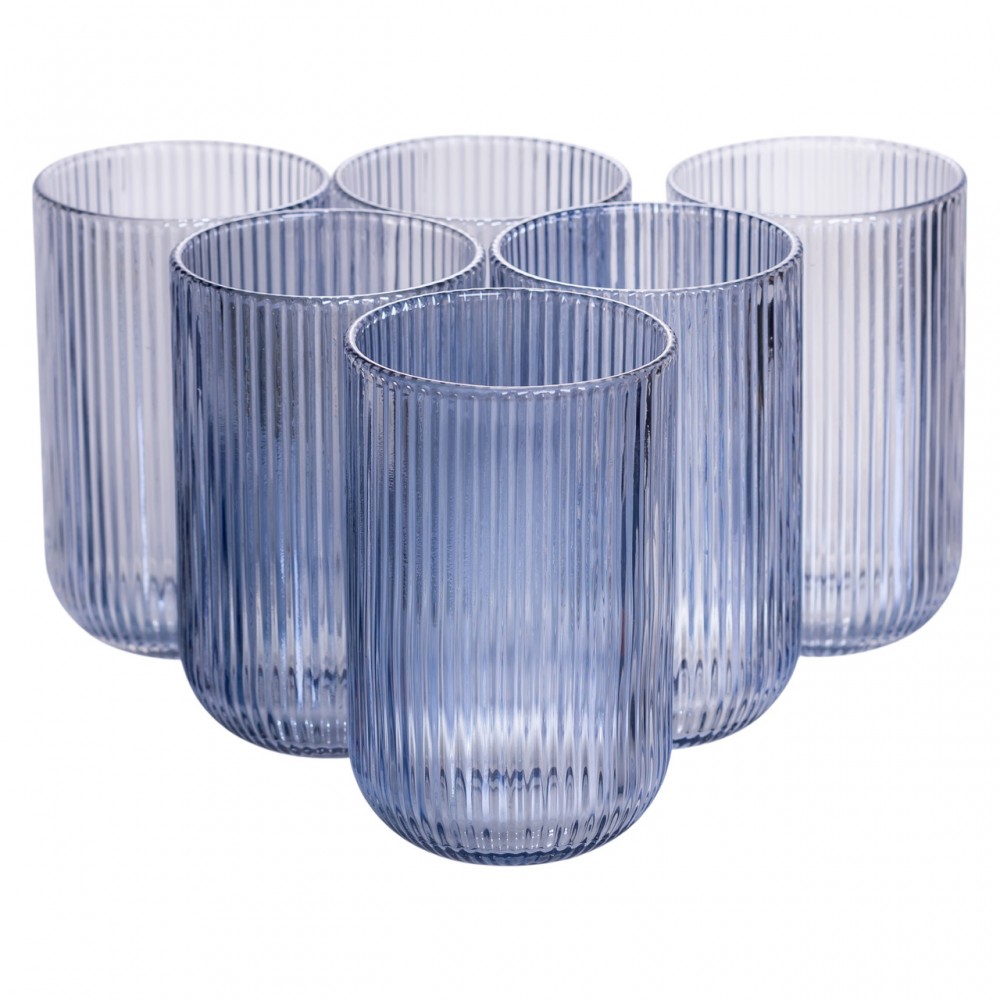 Набір склянок 6 шт скляні склянки 400 мл Блакитний HP7113BL