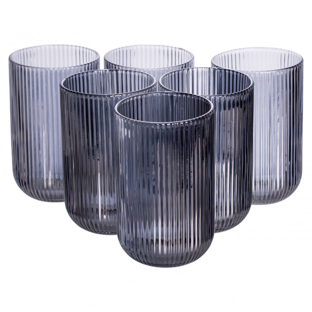 Набір склянок 6 шт скляні склянки 400 (мл) для соку, лимонаду, коктейлів склянки для напоїв Сірий HP7113G