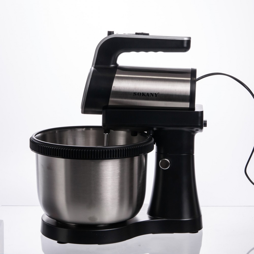 Стационарный миксер Sokany с чашей 4 л, 1000 Вт, 5 скоростей, 2 насадки, венчики и крюки SK-6662