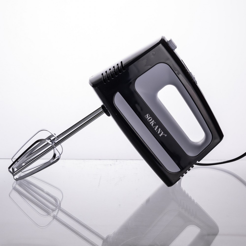 Стаціонарний міксер Sokany CX-6622 з чашею 3,5 л, 400 Вт, 5 швидкостей, 2 насадки Чорний