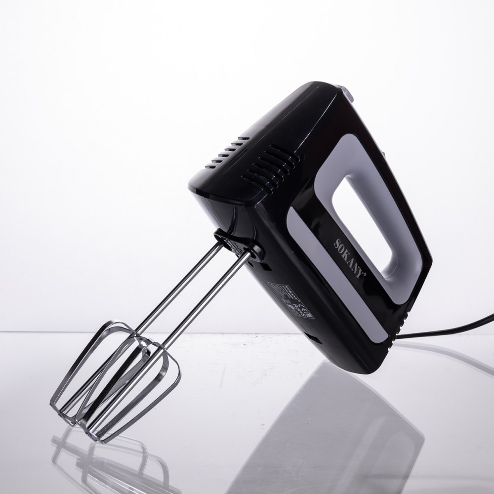 Стаціонарний міксер Sokany CX-6622 з чашею 3,5 л, 400 Вт, 5 швидкостей, 2 насадки Чорний
