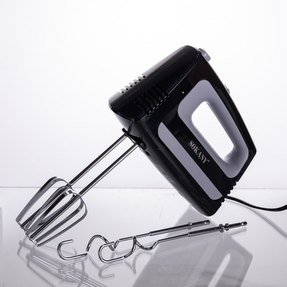 Стаціонарний міксер Sokany CX-6622 з чашею 3,5 л, 400 Вт, 5 швидкостей, 2 насадки Чорний