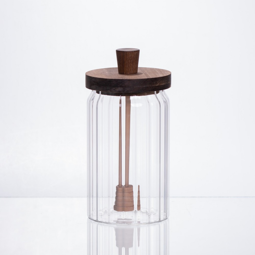 Медовниця скляна з кришкою і ложкою 850 (мл) 64486-6