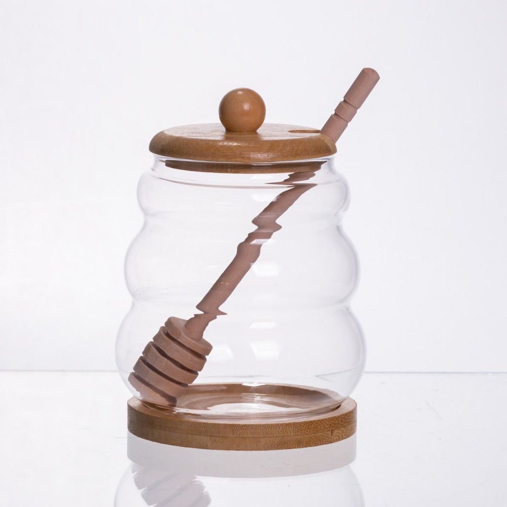 Медовниця скляна з кришкою і ложкою 350 (мл) 64486-7