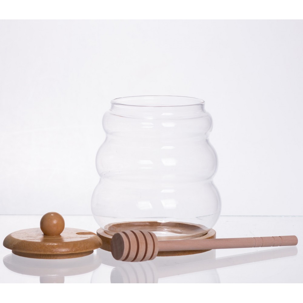 Медовниця скляна з кришкою і ложкою 350 (мл) 64486-7