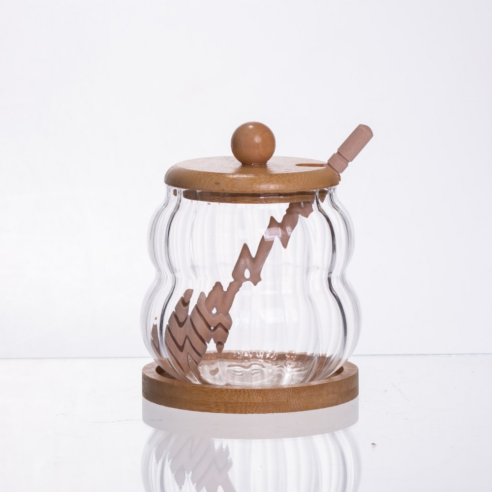 Медовниця скляна з кришкою і ложкою 320 (мл) 64486-10