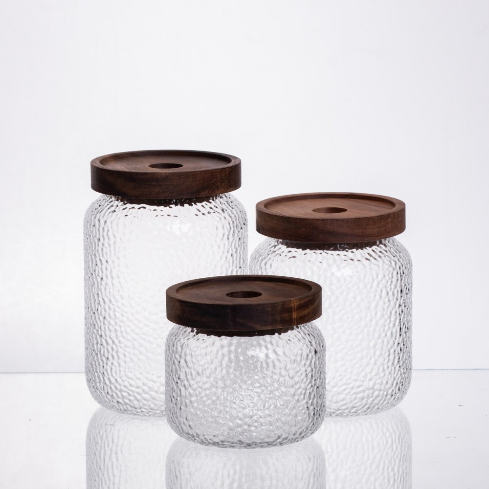 Набір банок для сипучих продуктів з бамбуковими кришками 400/600/800 мл 64486-11