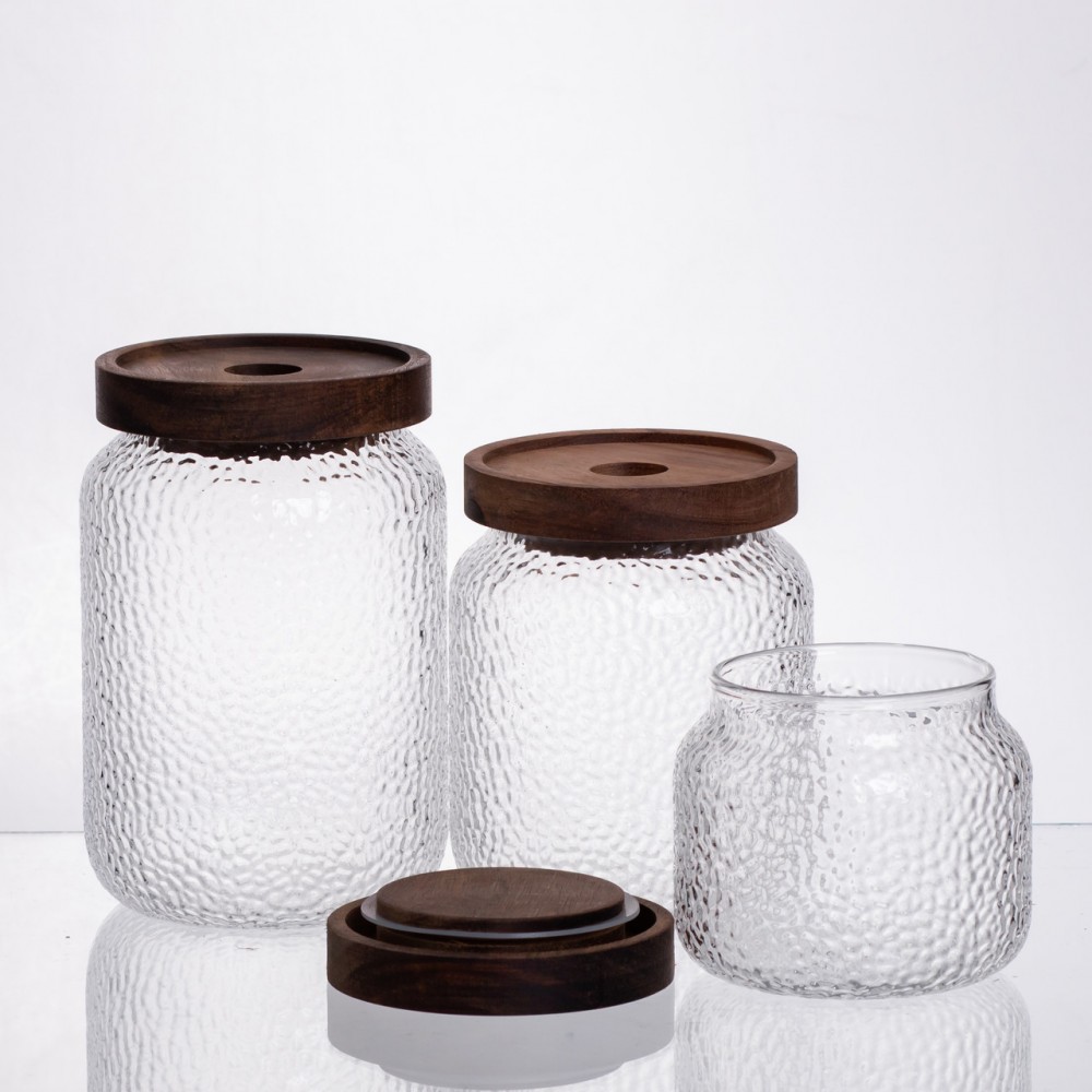 Набір банок для сипучих продуктів з бамбуковими кришками 400/600/800 мл 64486-11