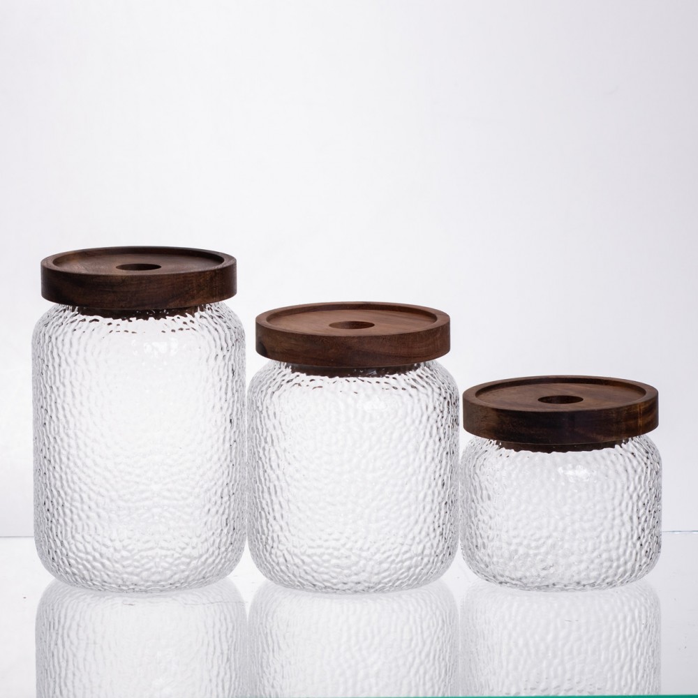 Набір банок для сипучих продуктів з бамбуковими кришками 400/600/800 мл 64486-11