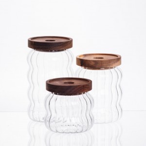 Набір банок для зберігання 3 штуки з бамбуковими кришками 400/600/800 мл 64486-14