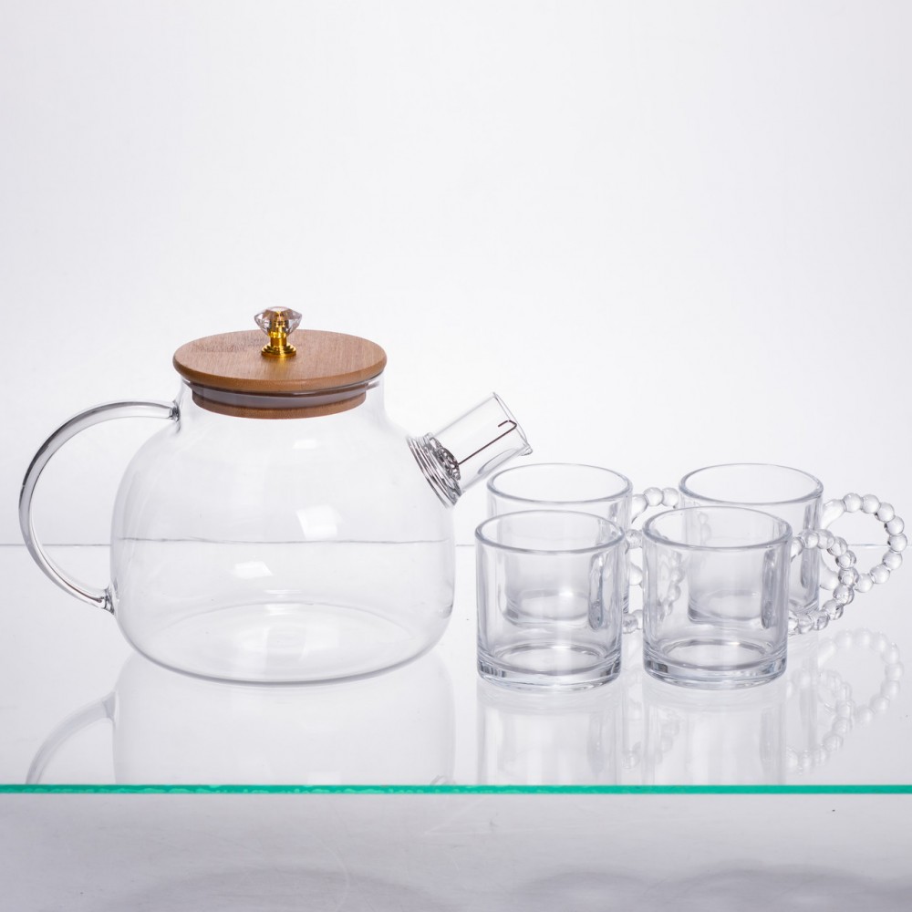 Чайный набор из толстого стекла 5 предметов на 4 персоны 64486-24