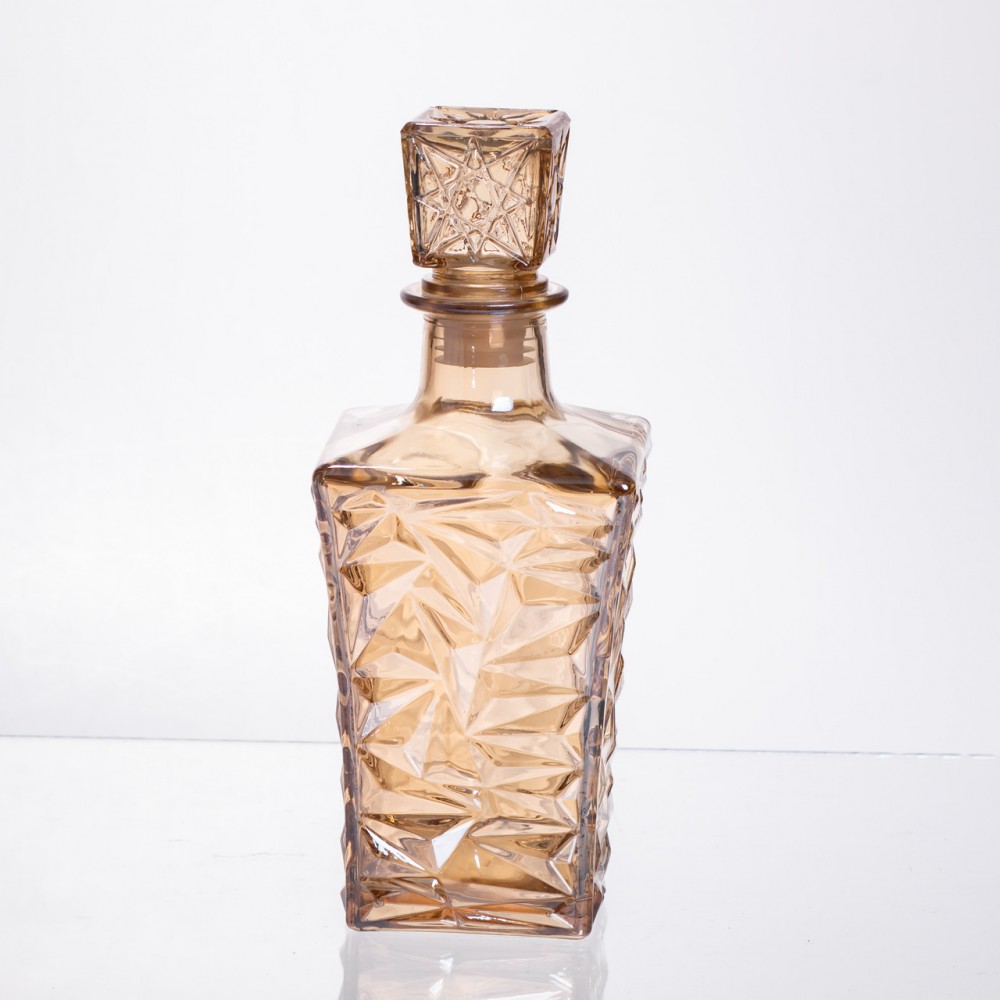 Набор для напитков графин и 6 стаканов для напитков из толстого стекла коричневый 64486-25