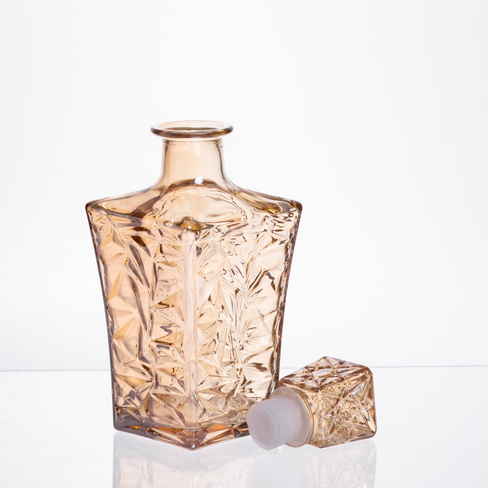 Набор для напитков графин и 6 стаканов для напитков из толстого стекла коричневый 64486-25