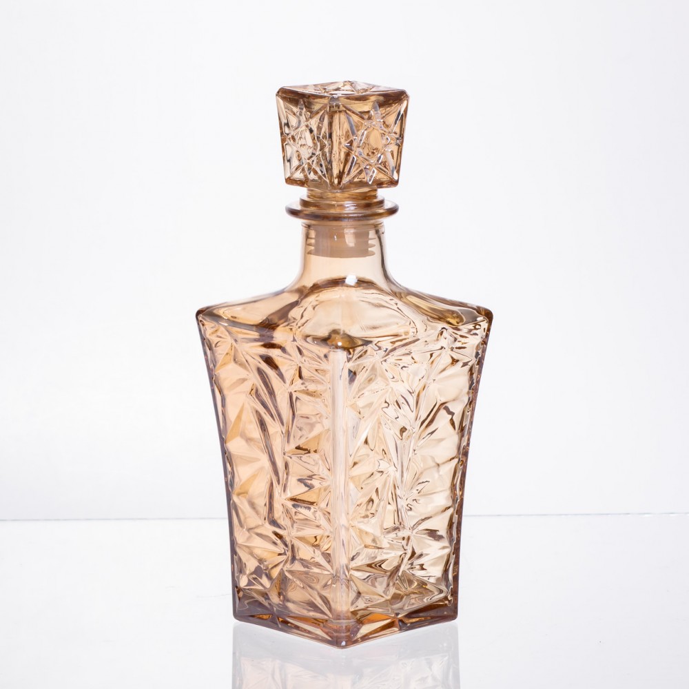 Набор для напитков графин и 6 стаканов для напитков из толстого стекла коричневый 64486-25