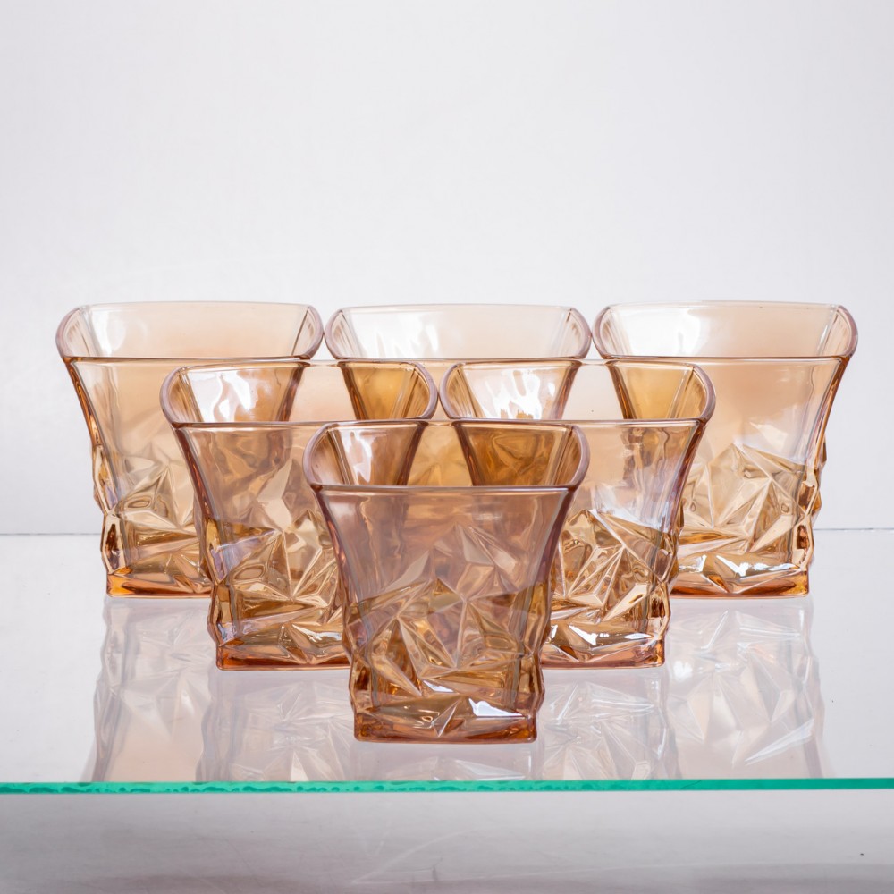 Набор для напитков графин и 6 стаканов для напитков из толстого стекла коричневый 64486-25