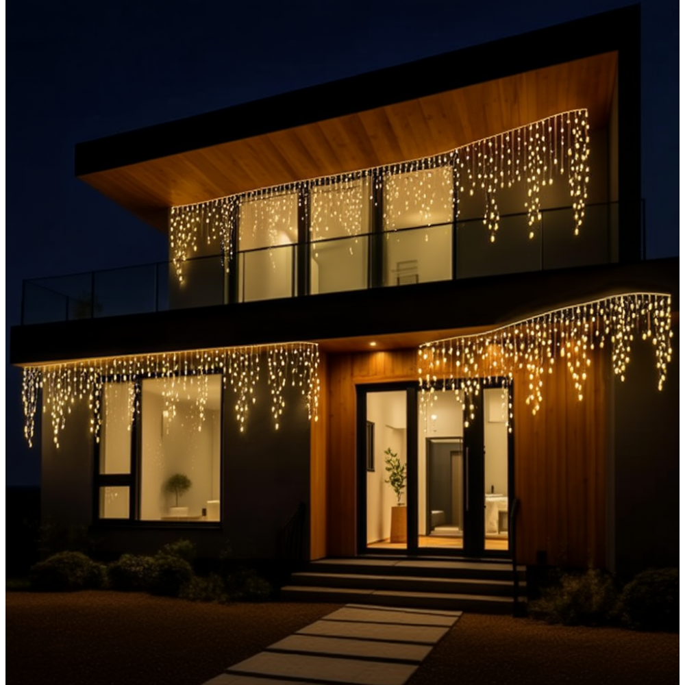 Вулична гірлянда Бахрома 36 м 600 LED білий провід Жовте сяйво36MWY