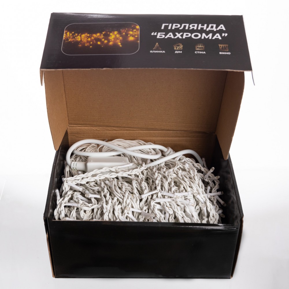 Вулична гірлянда Бахрома 36 м 600 LED білий провід Жовте сяйво36MWY