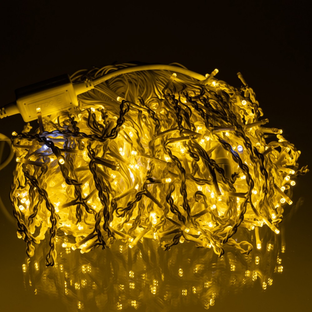Вулична гірлянда Бахрома 36 м 600 LED білий провід Жовте сяйво36MWY