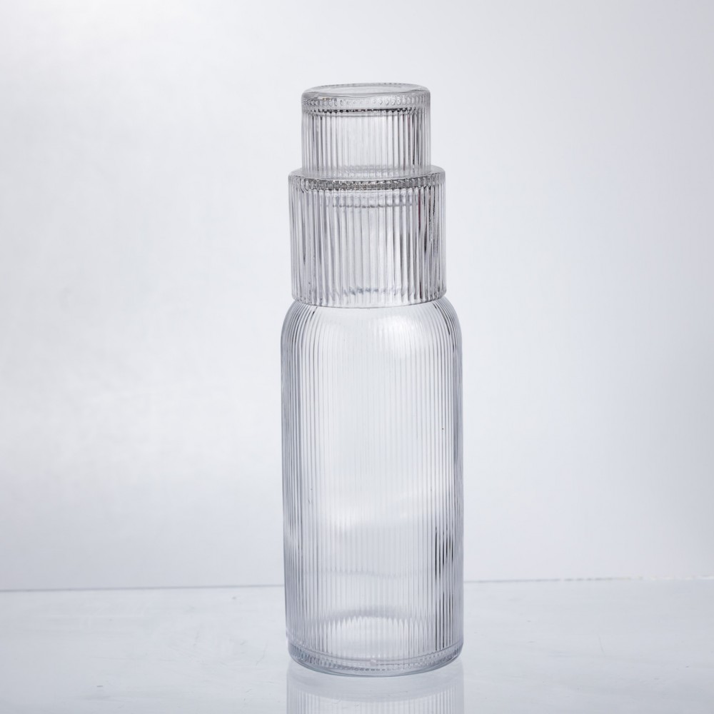 Глечик 700 мл зі склянкою 1 (шт) графин для компоту соку води лимонаду глечик для напоїв Прозорий HP-19-L3