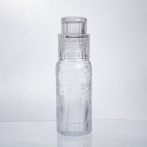 Глечик 700 мл зі склянкою 1 (шт) графин для компоту соку води лимонаду глечик для напоїв Прозорий HP-19-L4