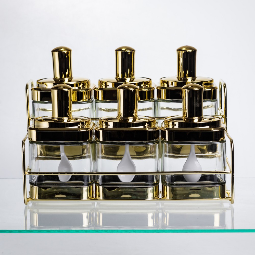 Набор банок для сыпучих продуктов с ложкой 6 шт, золото HP-1337