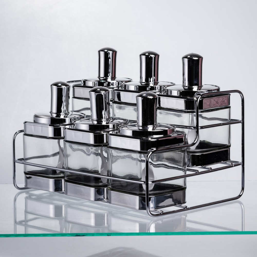 Набір банок для сипучих продуктів з ложкою 6 шт, хром HP-1341