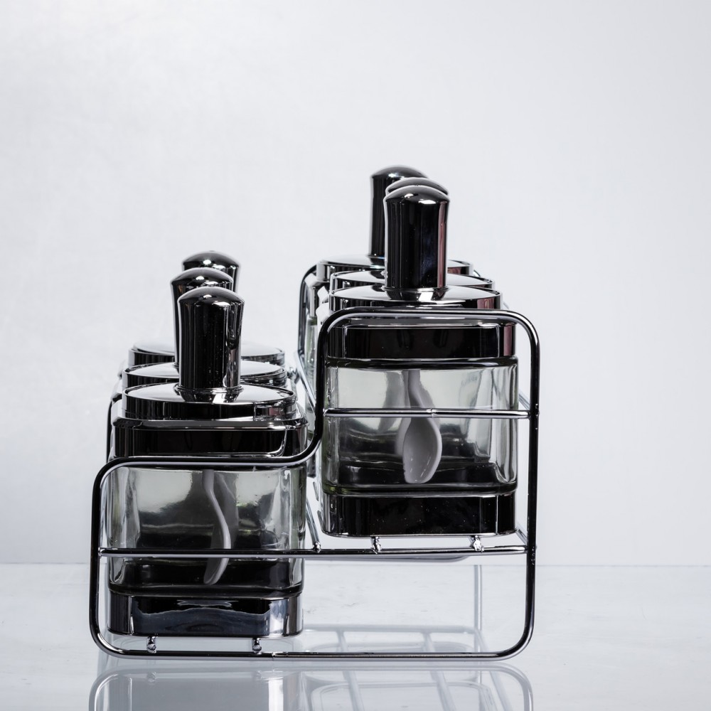 Набір банок для сипучих продуктів з ложкою 6 шт, хром HP-1341