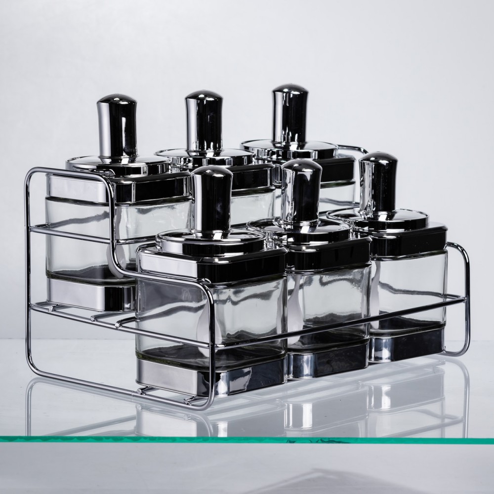 Набір банок для сипучих продуктів з ложкою 6 шт, хром HP-1341