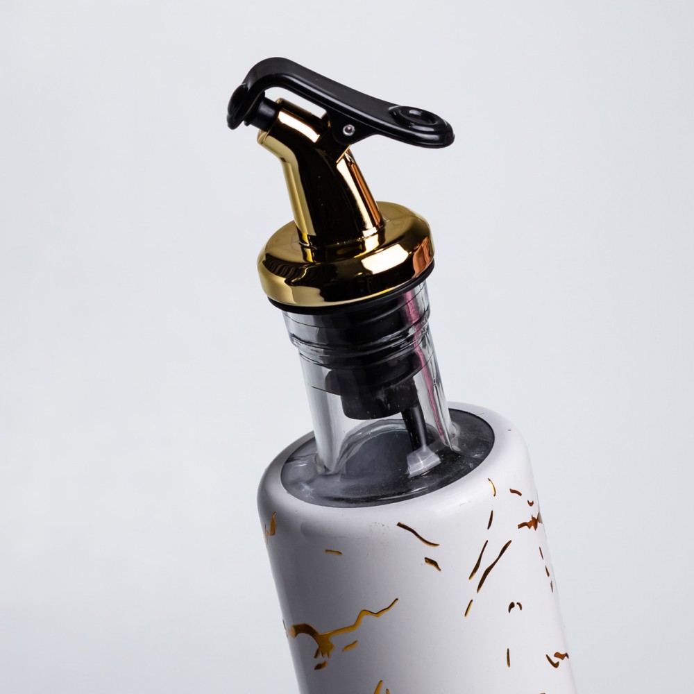 Бутылка для масла с дозатором 300 мл, белый мрамор HP-1343