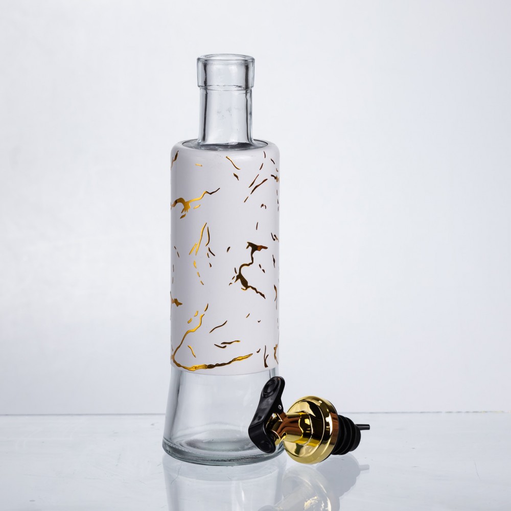 Бутылка для масла с дозатором 300 мл, белый мрамор HP-1343
