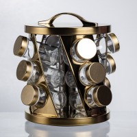 Карусель для специй 12 баночек по 100 мл, золото HP-1369