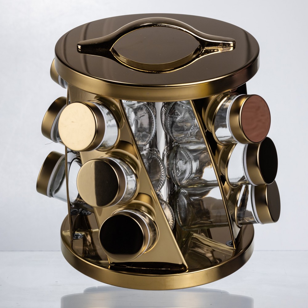 Карусель для спецій 12 баночок по 100 мл, золото HP-1369