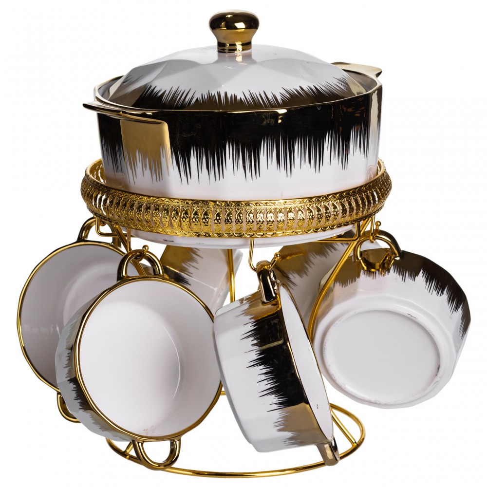 Суповий сервіз на 6 персон супниця 2 (л) на підставці з бульйонницями 300 (мл) тарілки для супу ML-T35