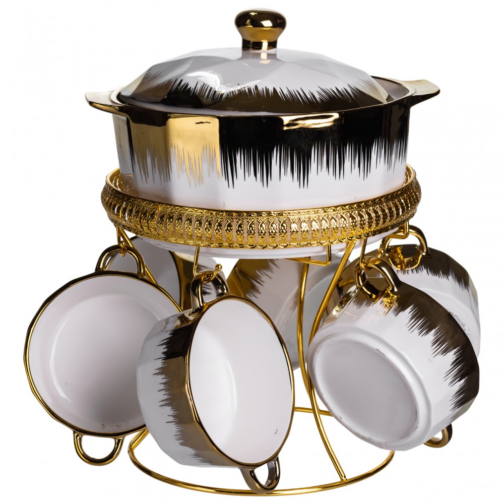 Суповий сервіз на 6 персон супниця 2 (л) на підставці з бульйонницями 300 (мл) тарілки для супу ML-T35